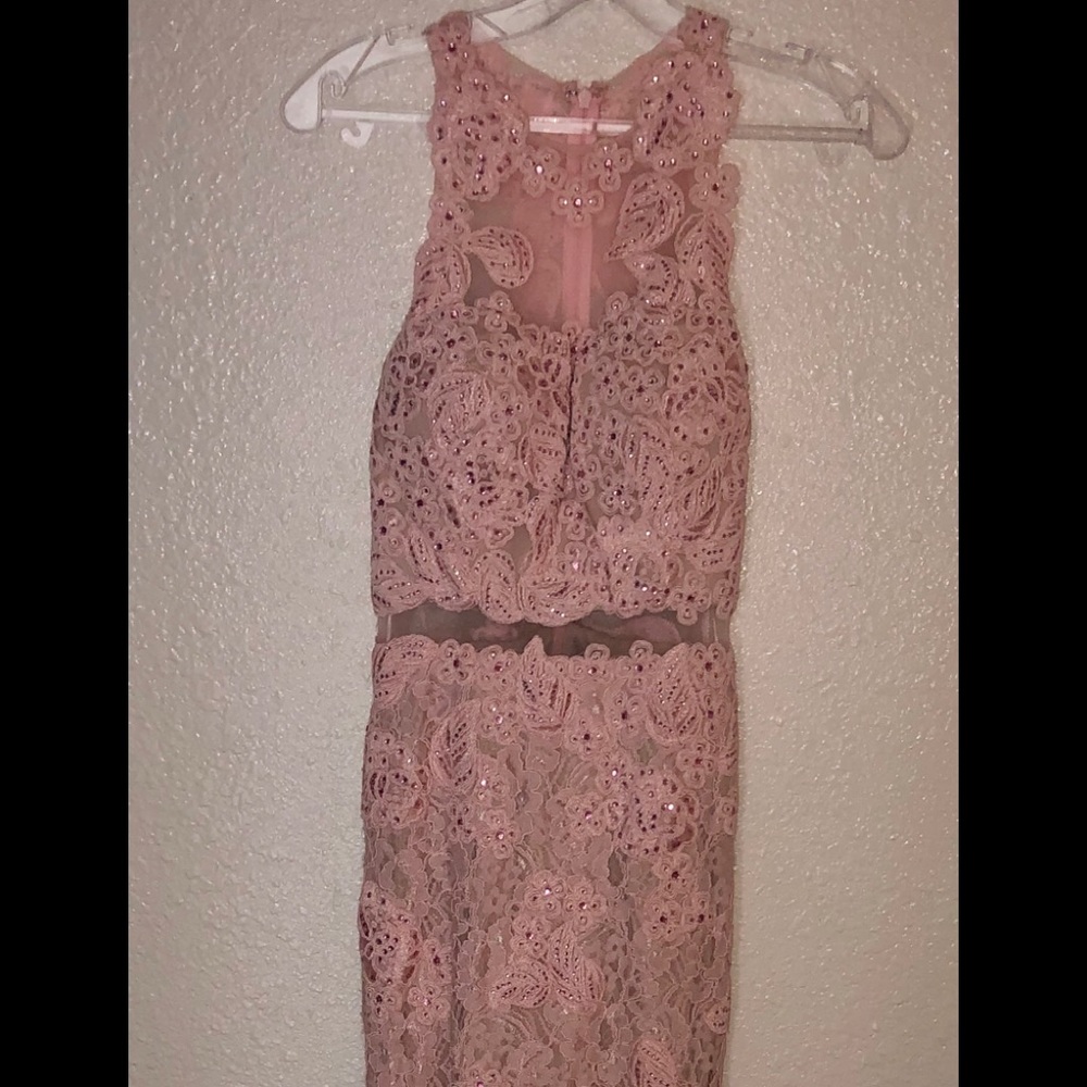 Let’s pink formal beaded gown Sz Xs